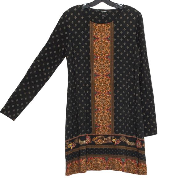 Desigual Dress Camille Boho Cottage Dark Academia Artsy Drop Waist Black Size XL - Picture 6 of 6